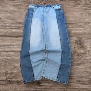 Y2K Baggy Balloon Style Two-Tone Parachute Denim Jeans 34x30